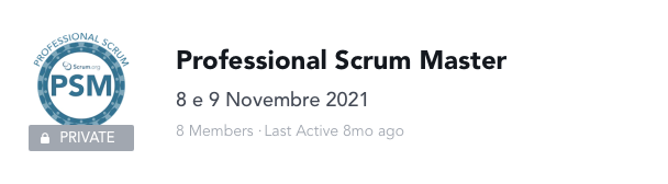 Esempio di corso Professional Scrum Master nella Community Collective Genius 🇮🇹