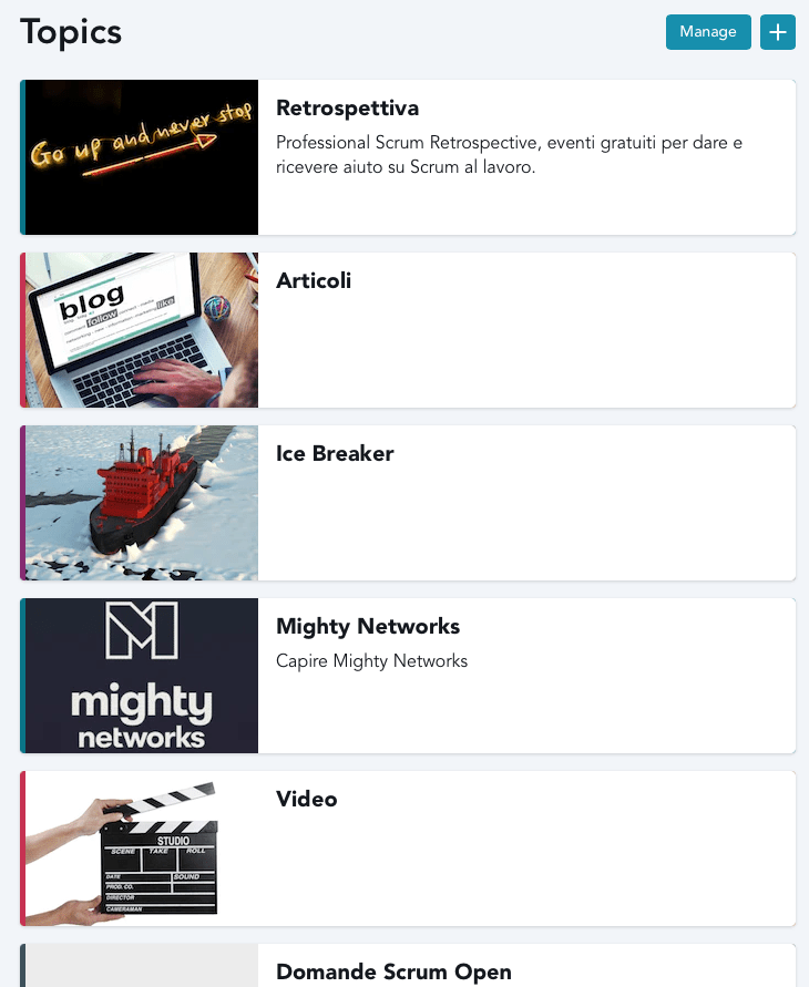 Alcuni topics disponibili sulla Community Collective Genius 🇮🇹