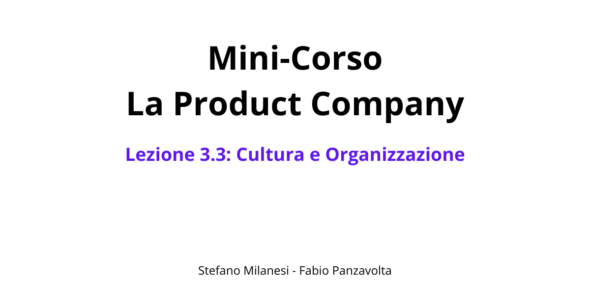 Lezione 3.3: Cultura e Organizzazione